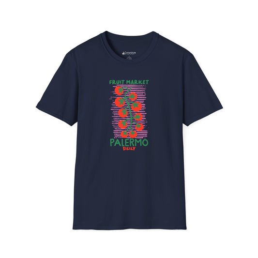 Tomato Vine Palermo Italy T‑Shirt — Fruit Market Travel Foodie Tee
