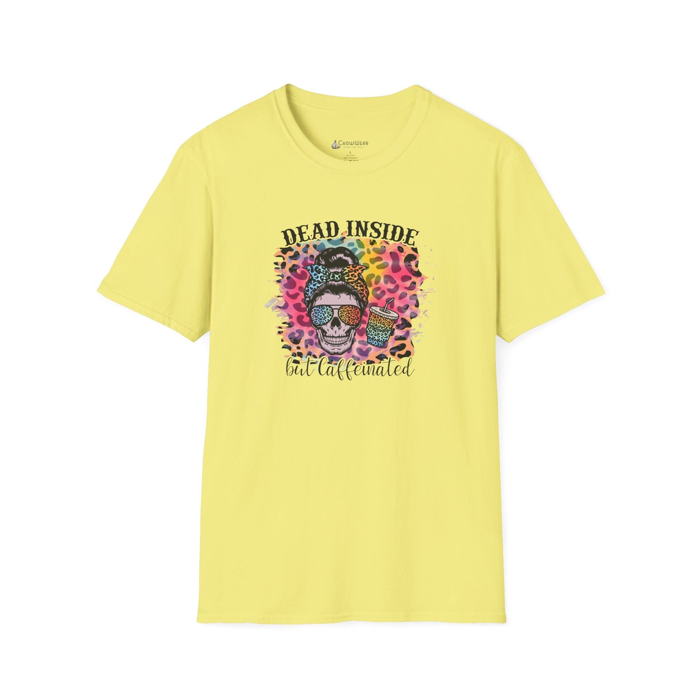 Dead Inside But Caffeinated T-Shirt — Funny Colorful Skull Coffee Tea