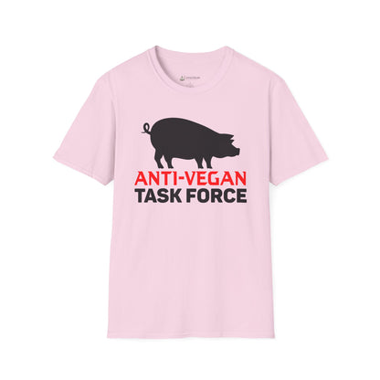 Anti-Vegan Task Force T-Shirt — Funny Pig Graphic Tee for Meat Lovers