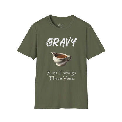 Gravy Runs Through These Veins T-Shirt — Funny Thanksgiving Comfort Food Tee