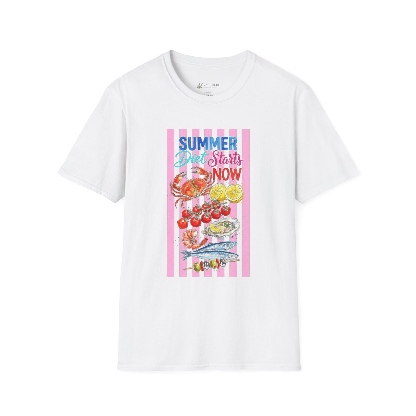 Summer Diet Starts Now T‑Shirt — Retro Beach Fruits & Seafood Graphic