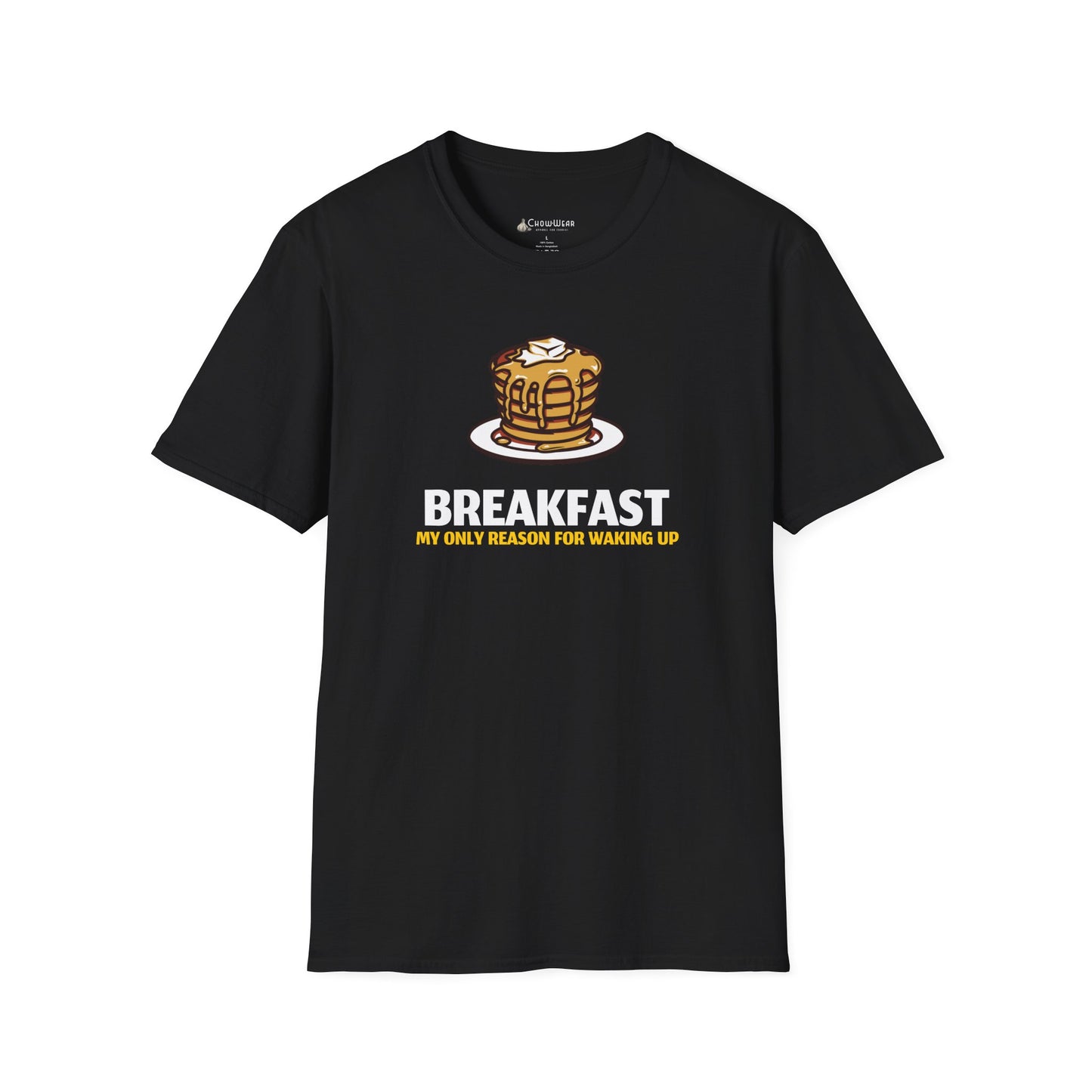 Breakfast T-Shirt – Pancake Graphic “Breakfast: My Only Reason for Waking Up”