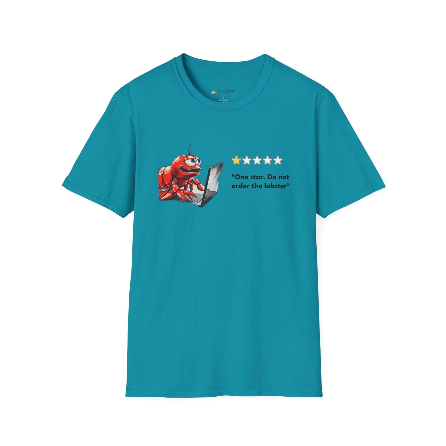 Lobster Influencer Foodie Review T-Shirt — Funny Seafood Critic ("One star. Do not order the lobster.")