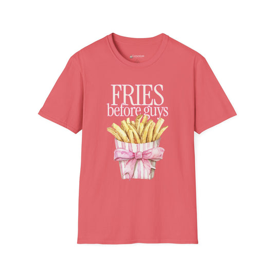 T-Shirt — "Fries Before Guys" Cute Funny French Fry Graphic Tee
