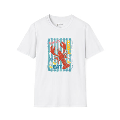 Lobster Eat Beach T-Shirt — Coastal Seafood Summer Tee