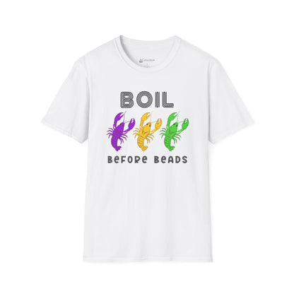 Crawfish Boil T-Shirt - "Boil Before Beads" Mardi Gras Seafood Tee