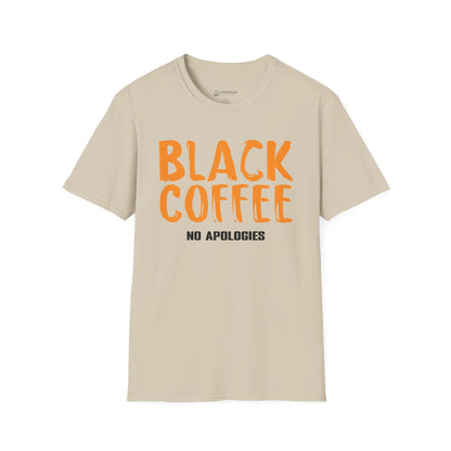 Black Coffee Tee – "Black Coffee No Apologies" Funny Caffeinated Shirt