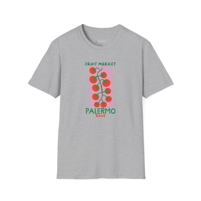 Tomato Vine Palermo Italy T‑Shirt — Fruit Market Travel Foodie Tee