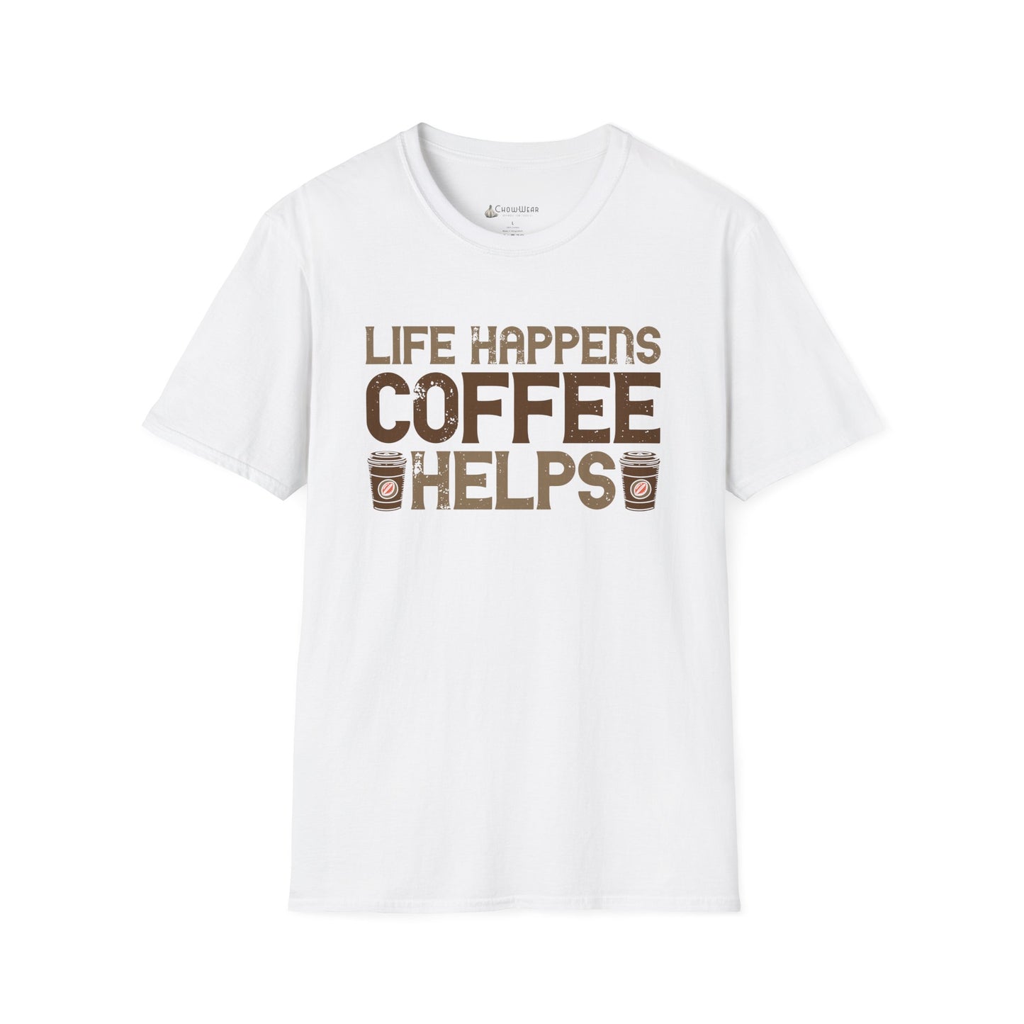 Coffee Lovers T-Shirt — "Life Happens, Coffee Helps" Graphic Tee