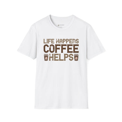 Coffee Lovers T-Shirt — "Life Happens, Coffee Helps" Graphic Tee