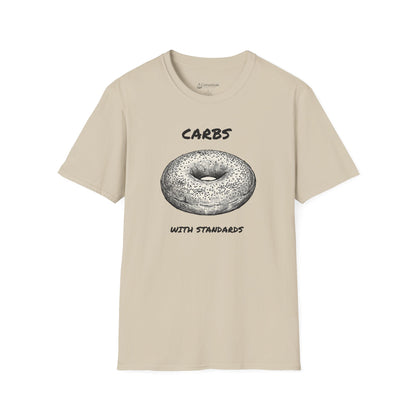 Bagel Graphic T-Shirt — "Carbs with Standards" Funny Foodie Tee