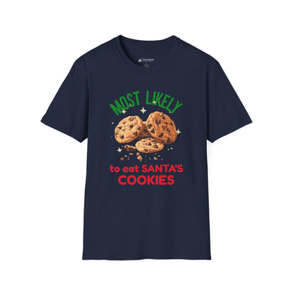 Most Likely to Eat Santa's Cookies T-Shirt — Christmas Cookie Holiday Tee