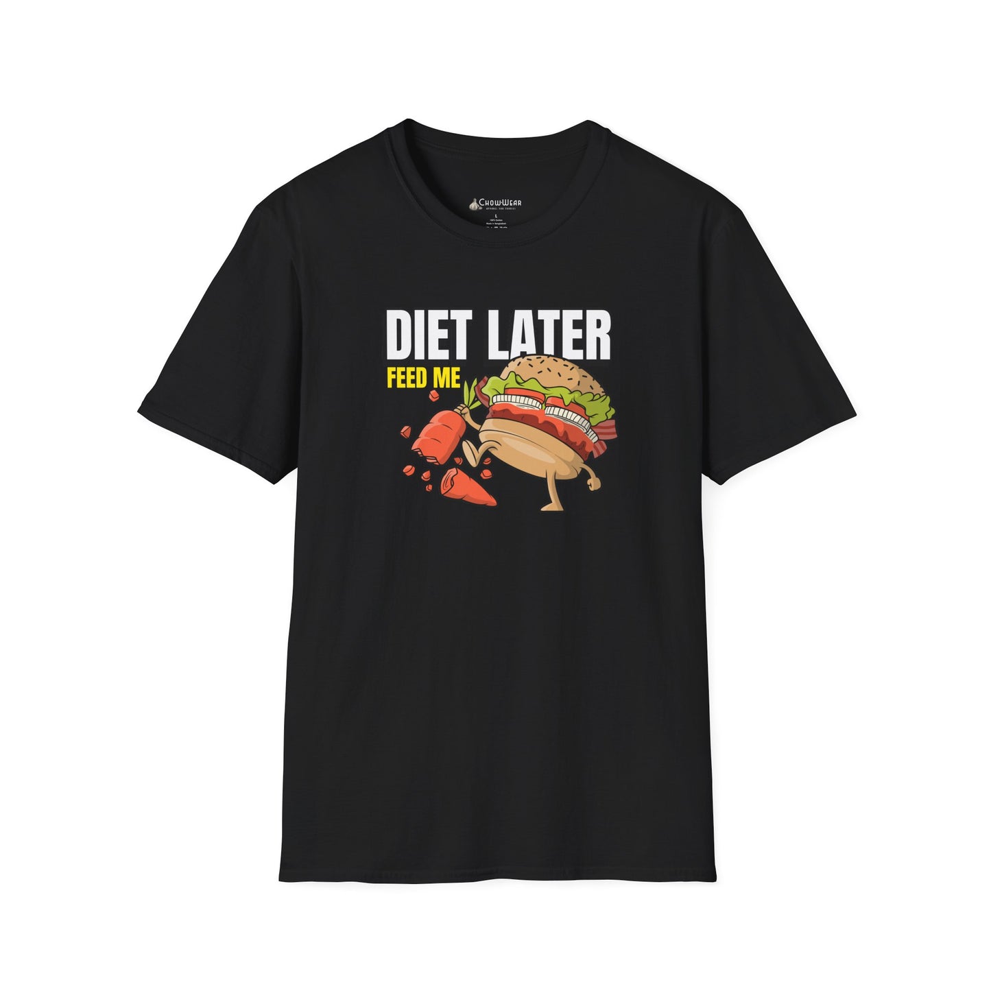Diet Later Feed Me Burger T-Shirt — Funny Foodie Graphic Tee