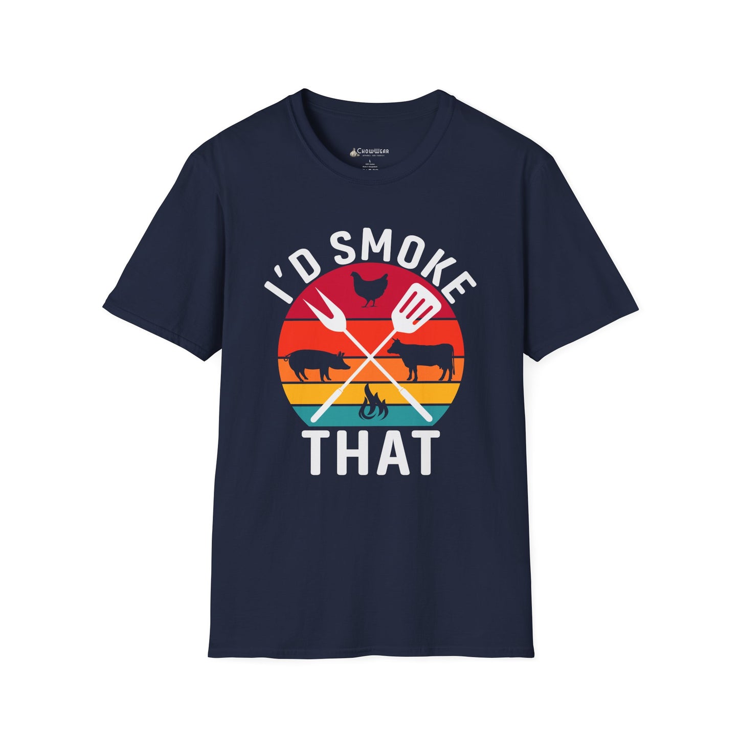 I'd Smoke That BBQ T-Shirt — Vintage Sunset Grill Meat Smoking Shirt