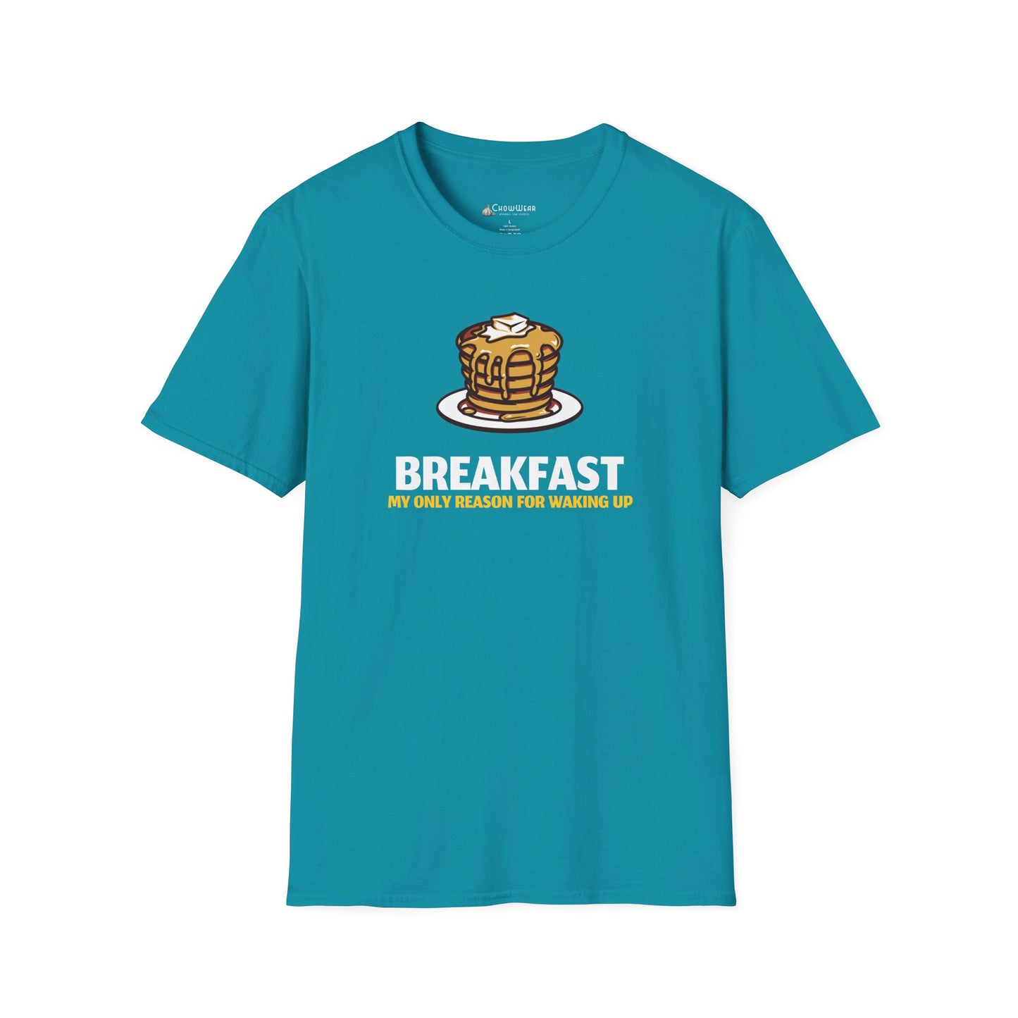 Breakfast T-Shirt – Pancake Graphic “Breakfast: My Only Reason for Waking Up”