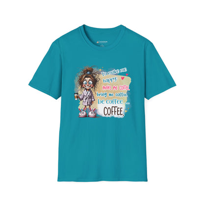 Coffee Lover Graphic T-Shirt — “To Make Me Happy Make Me Coffee” Funny Tee