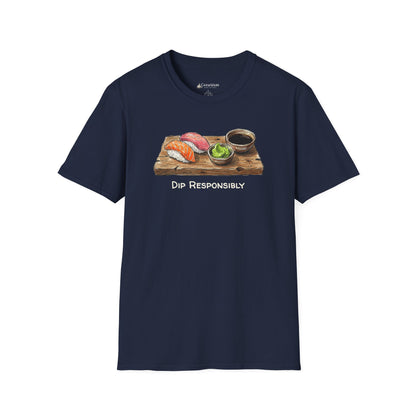 T-Shirt — "Dip Responsibly" Sushi Board Wasabi Foodie Tee