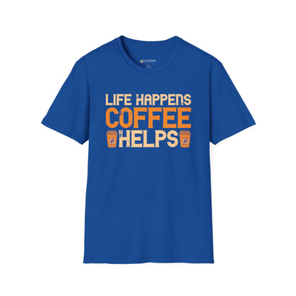 Coffee Lovers T-Shirt — "Life Happens, Coffee Helps" Graphic Tee