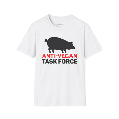 Anti-Vegan Task Force T-Shirt — Funny Pig Graphic Tee for Meat Lovers