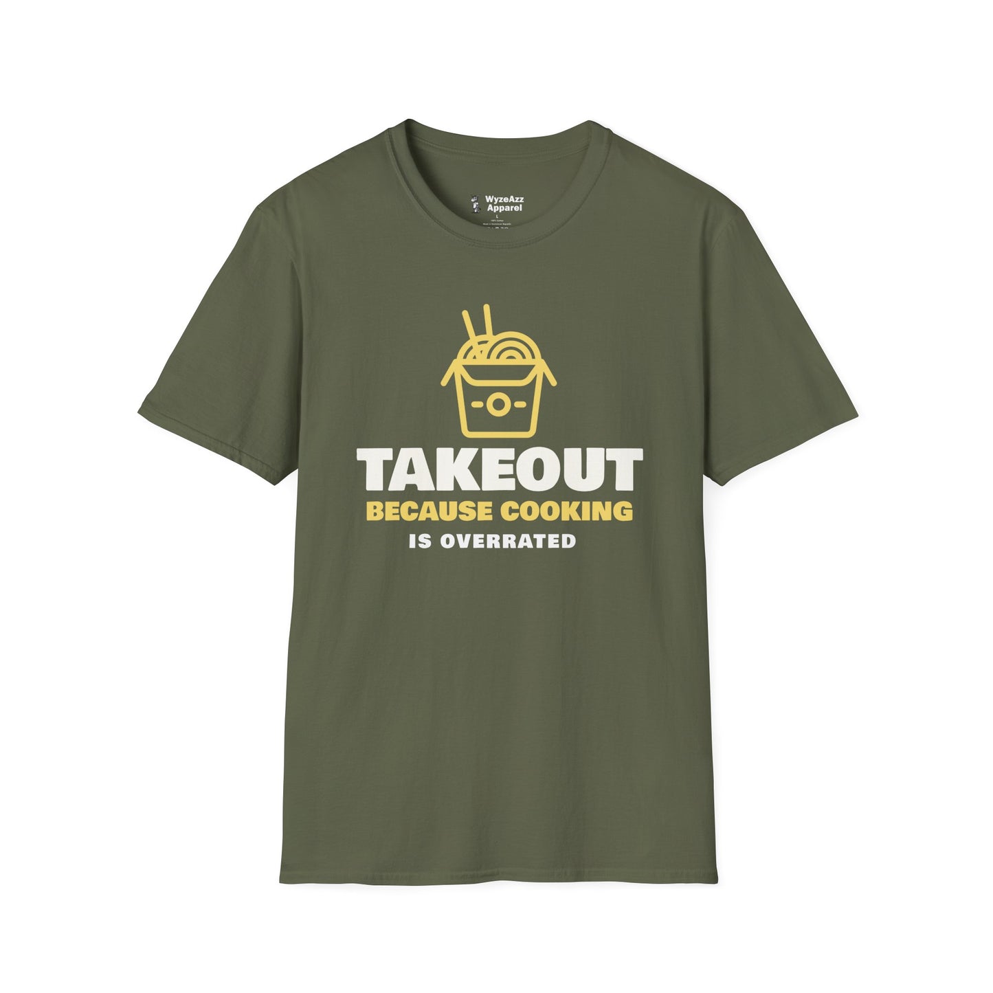 Takeout T-Shirt — “Takeout Because Cooking Is Overrated” Food Delivery Tee