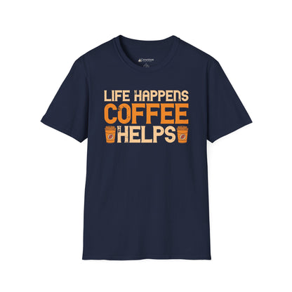 Coffee Lovers T-Shirt — "Life Happens, Coffee Helps" Graphic Tee