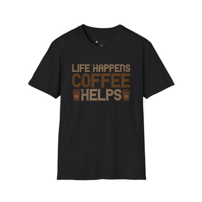 Coffee Lovers T-Shirt — "Life Happens, Coffee Helps" Graphic Tee