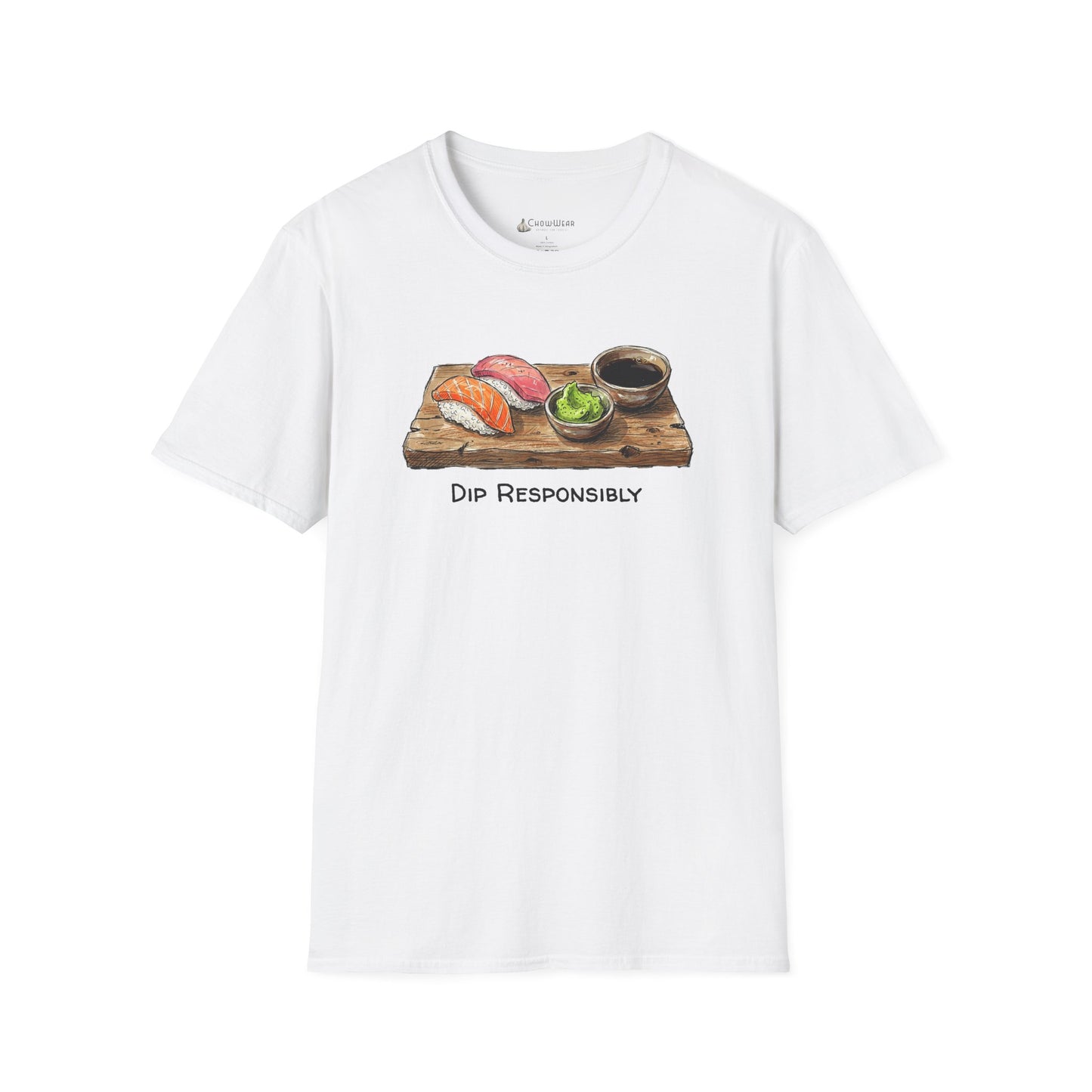 T-Shirt — "Dip Responsibly" Sushi Board Wasabi Foodie Tee