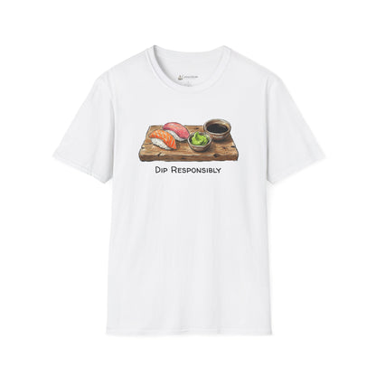 T-Shirt — "Dip Responsibly" Sushi Board Wasabi Foodie Tee