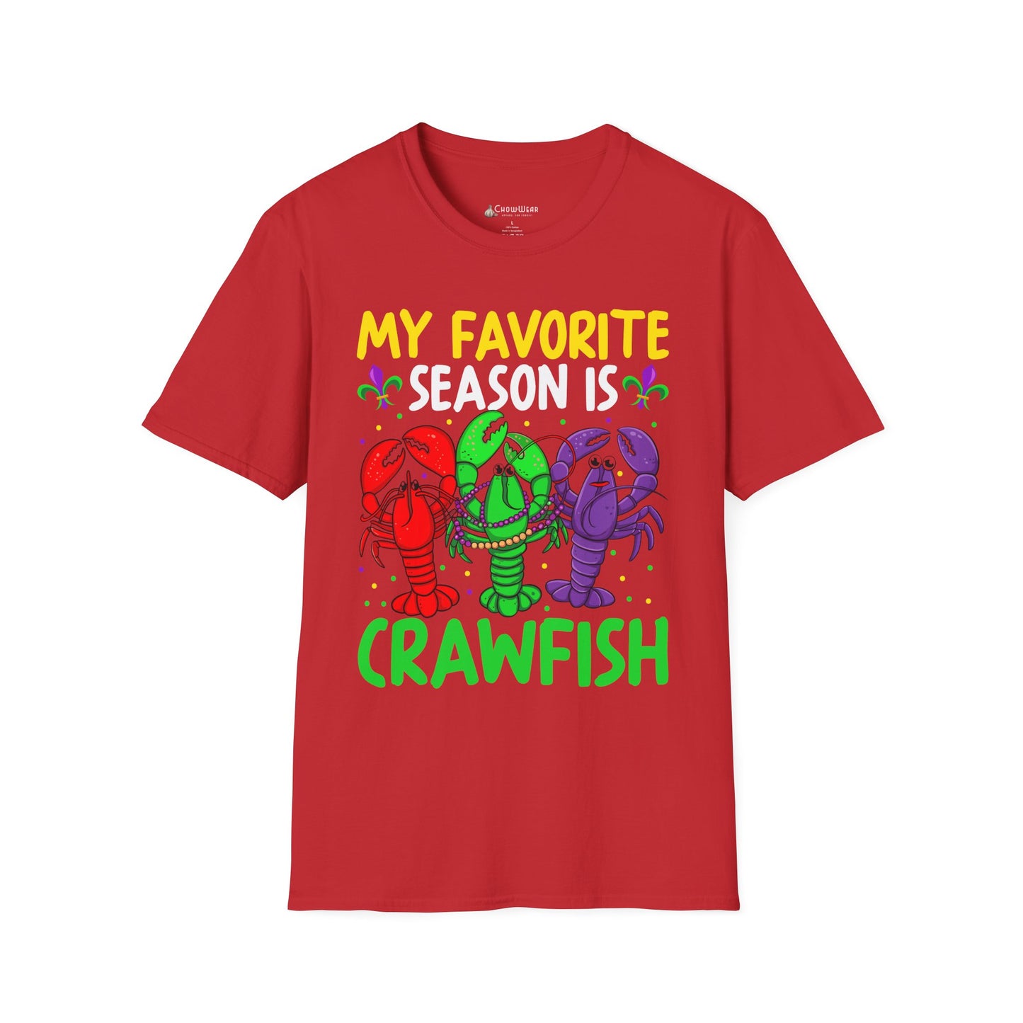 Crawfish Season T-Shirt — "My Favorite Season Is Crawfish" Cajun Seafood Mardi Gras