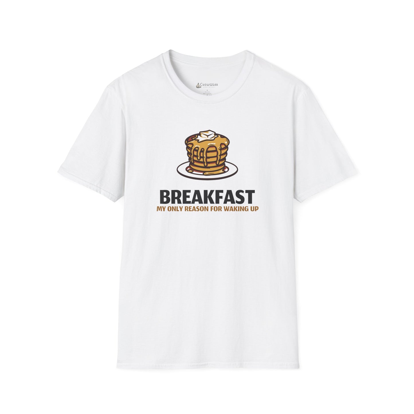 Breakfast T-Shirt – Pancake Graphic “Breakfast: My Only Reason for Waking Up”