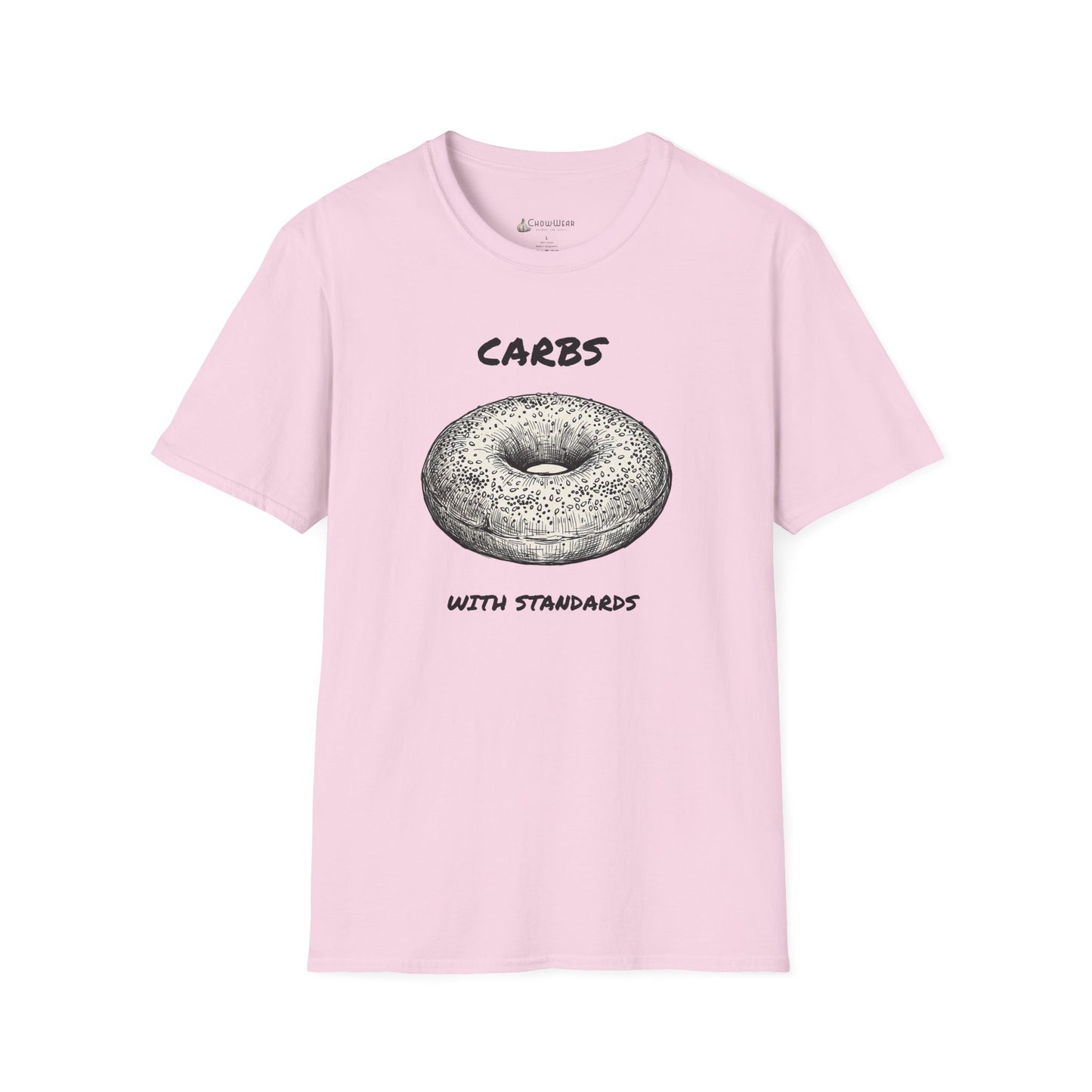 Bagel Graphic T-Shirt — "Carbs with Standards" Funny Foodie Tee