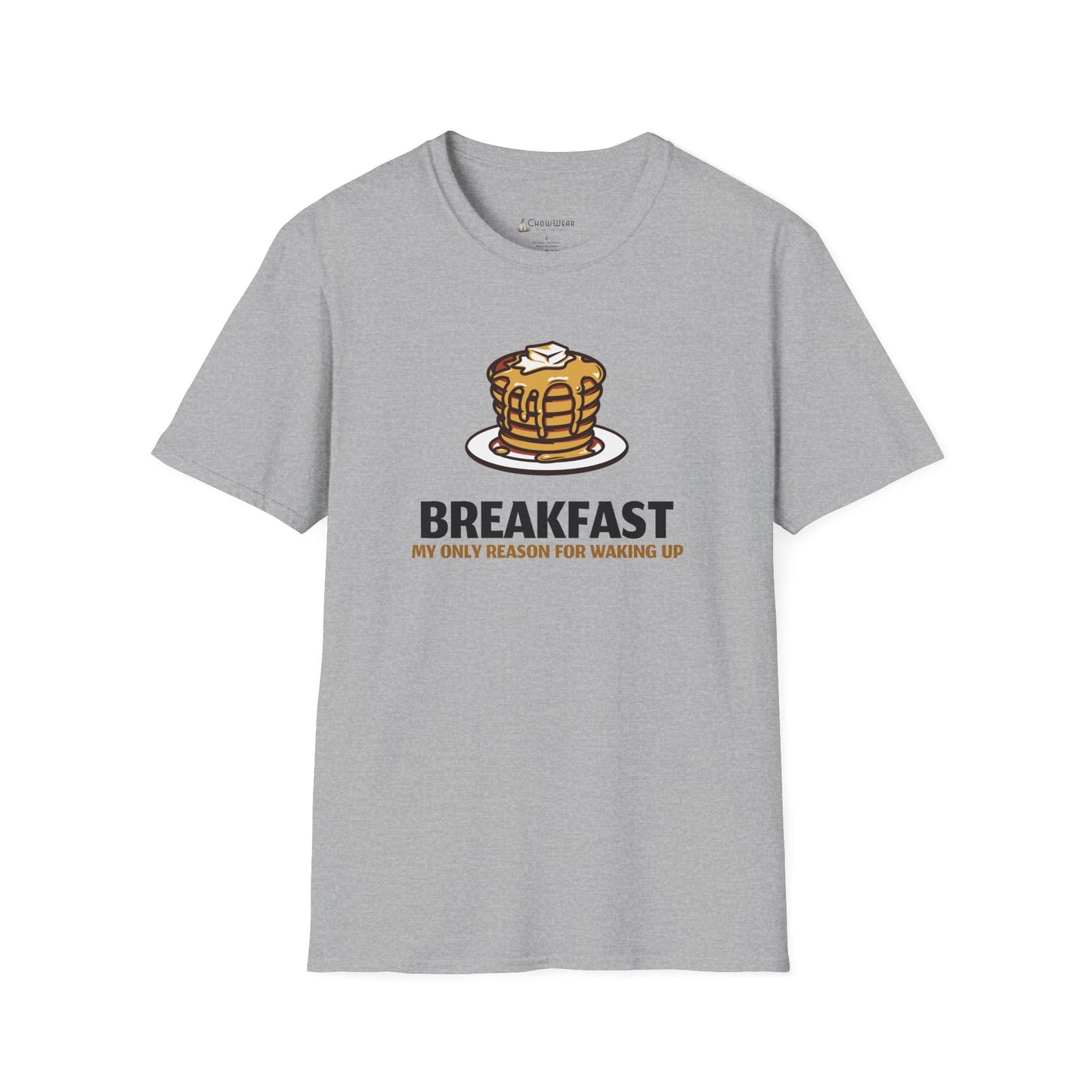 Breakfast T-Shirt – Pancake Graphic “Breakfast: My Only Reason for Waking Up”