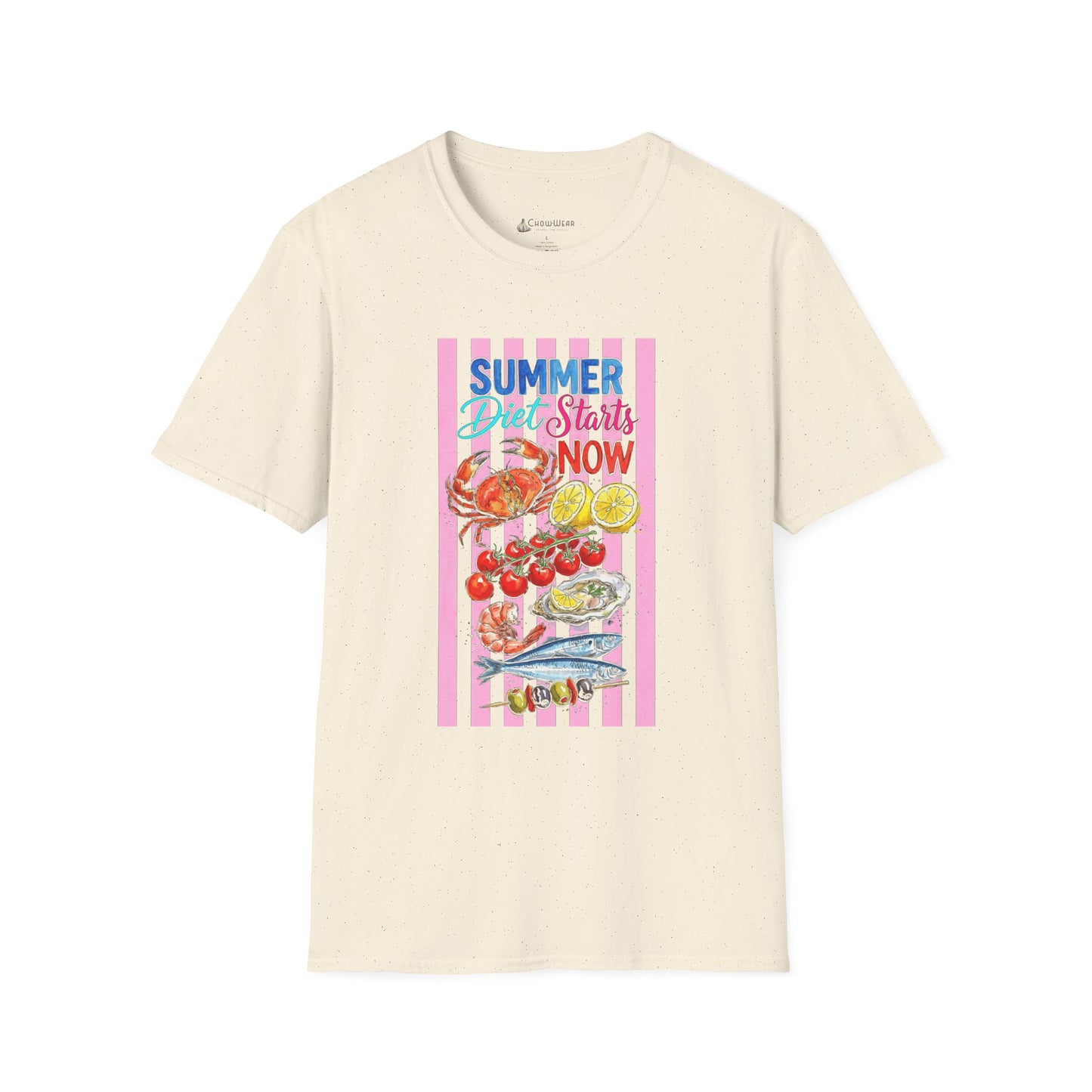 Summer Diet Starts Now T‑Shirt — Retro Beach Fruits & Seafood Graphic