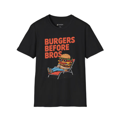 Burgers Before Bros T-Shirt — Funny Retro Hamburger Tee