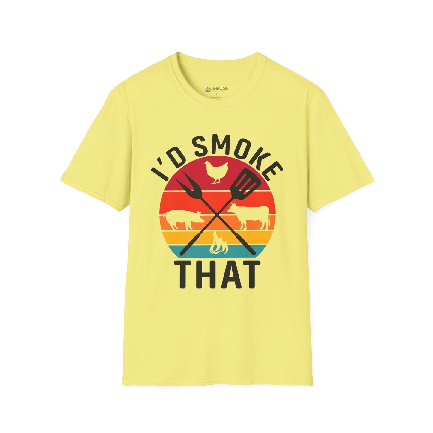 I'd Smoke That BBQ T-Shirt — Vintage Sunset Grill Meat Smoking Shirt