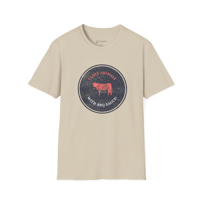 Meat Lover T-Shirt — Vintage style 'I Love Animals with BBQ Sauce' Graphic Tee