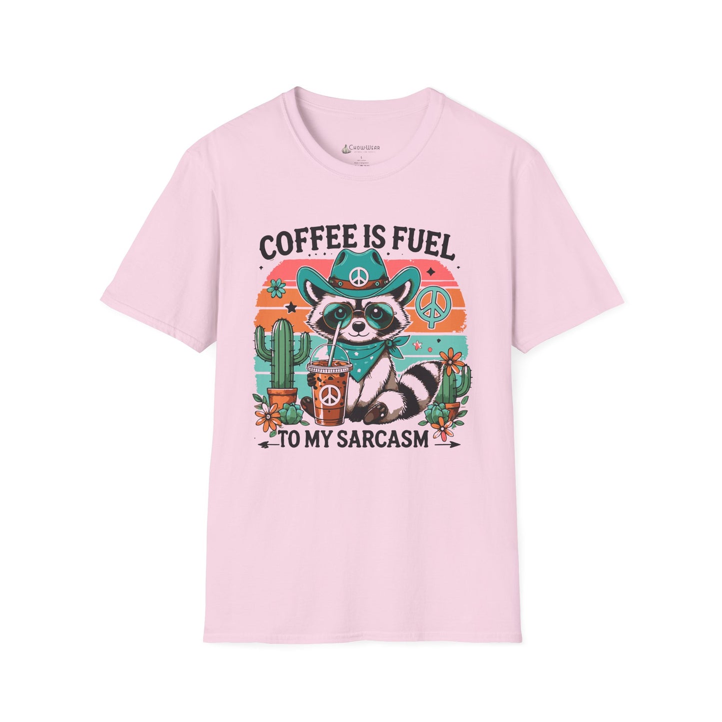 Coffee Is Fuel To My Sarcasm T-Shirt — Funny Raccoon Coffee Lover Tee
