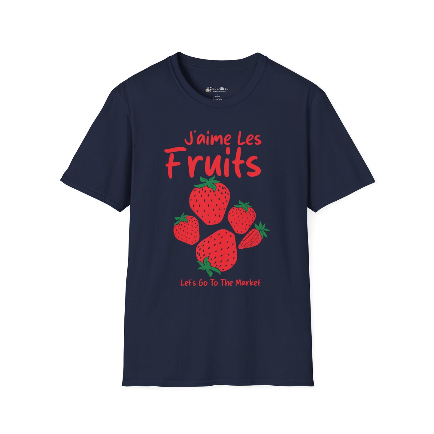 Strawberry "J'aime Les Fruits" (I Love Fruit) French Farmers Market T-Shirt