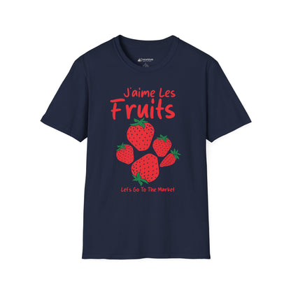 Strawberry "J'aime Les Fruits" (I Love Fruit) French Farmers Market T-Shirt