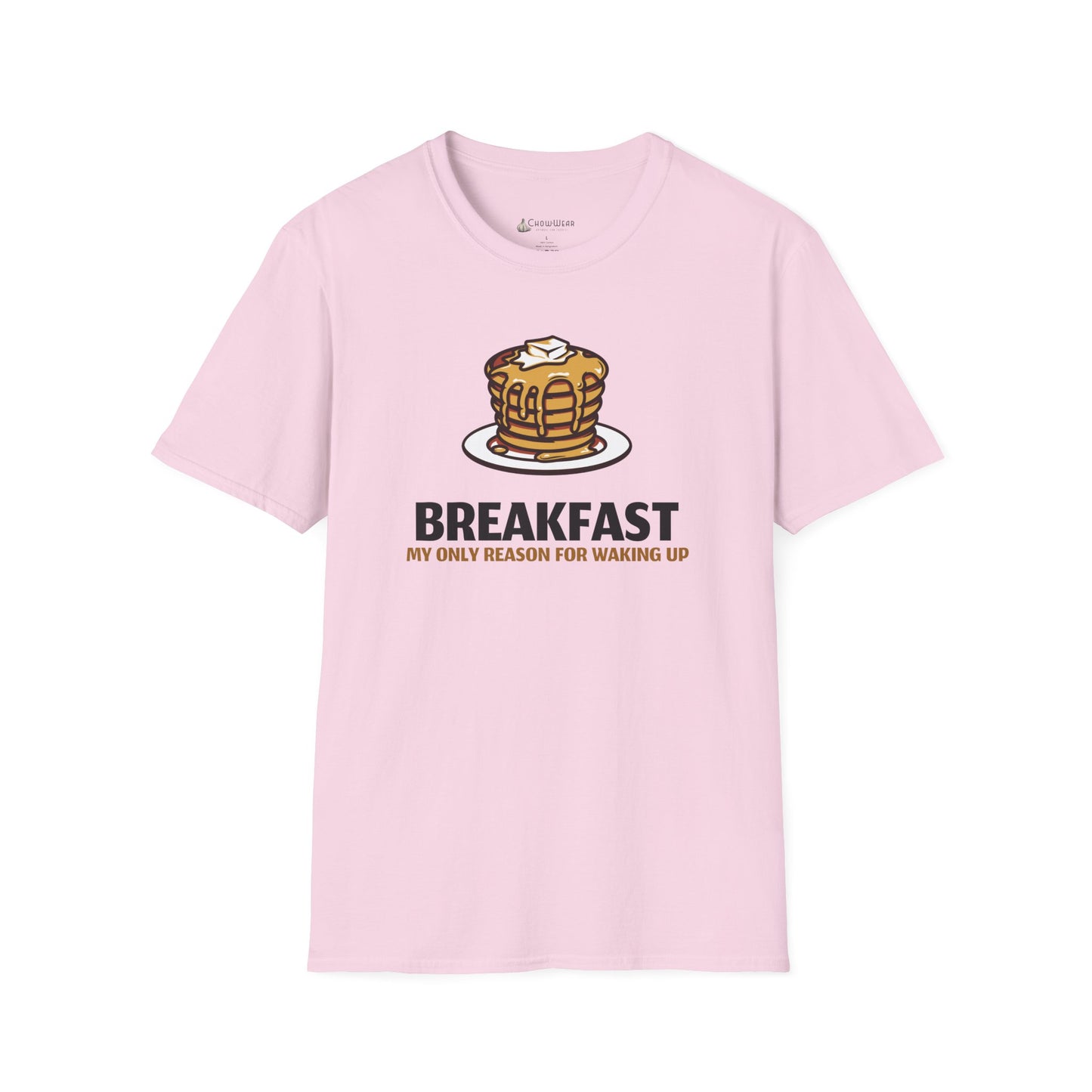 Breakfast T-Shirt – Pancake Graphic “Breakfast: My Only Reason for Waking Up”
