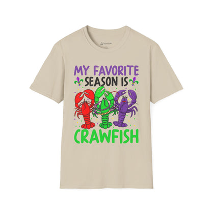 Crawfish Season T-Shirt — "My Favorite Season Is Crawfish" Cajun Seafood Mardi Gras