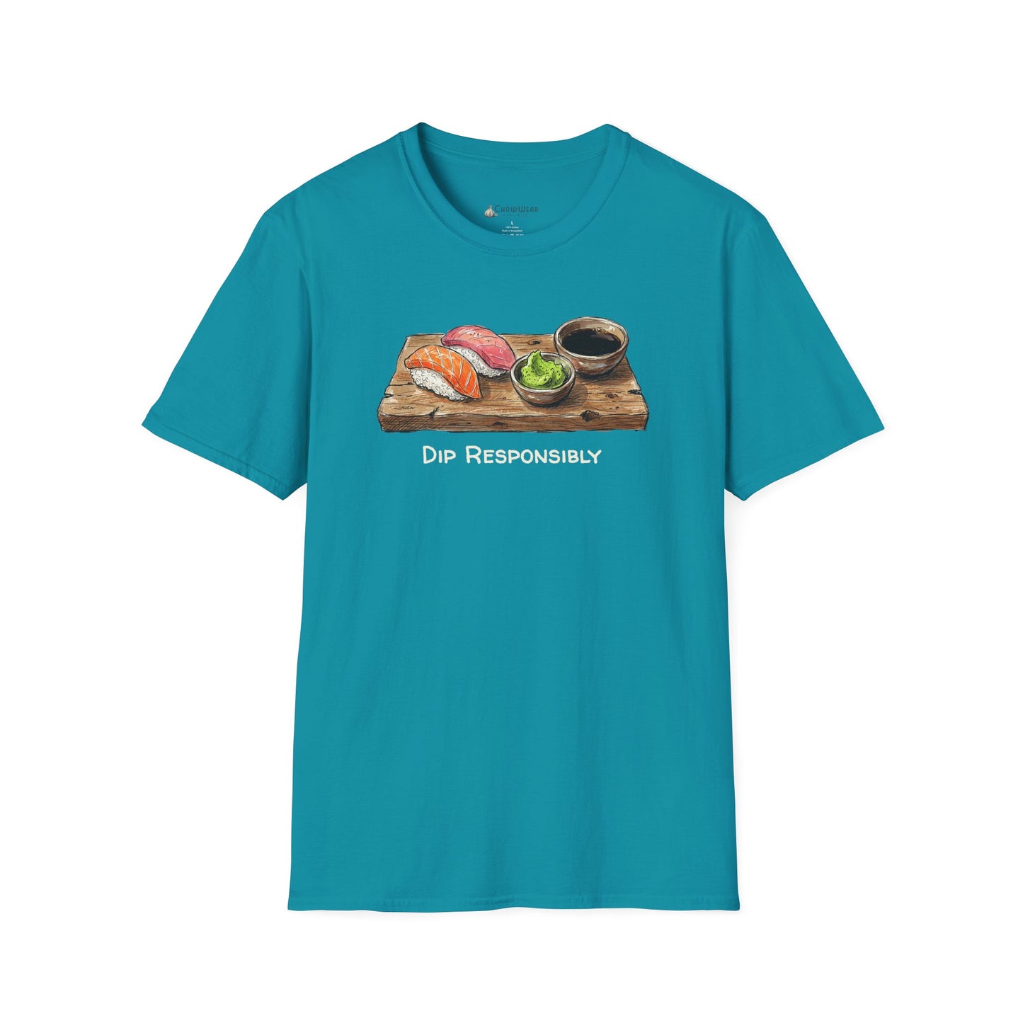 T-Shirt — "Dip Responsibly" Sushi Board Wasabi Foodie Tee