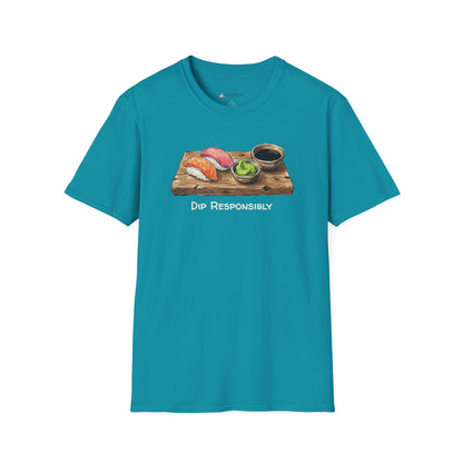 T-Shirt — "Dip Responsibly" Sushi Board Wasabi Foodie Tee