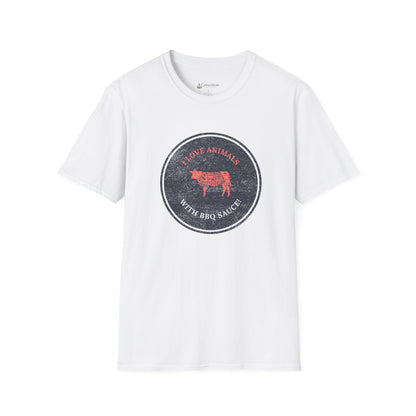Meat Lover T-Shirt — Vintage style 'I Love Animals with BBQ Sauce' Graphic Tee