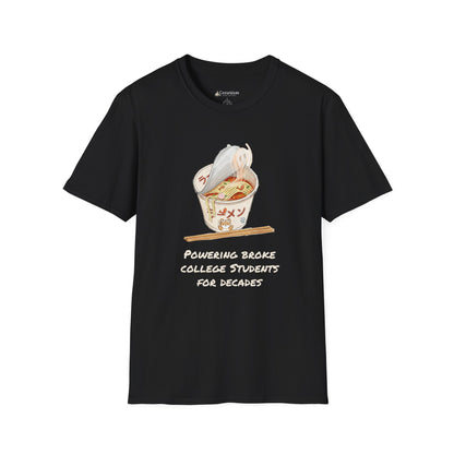 Ramen Noodle Bowl T-Shirt — “Powering Broke College Students for Decades” Funny Truth