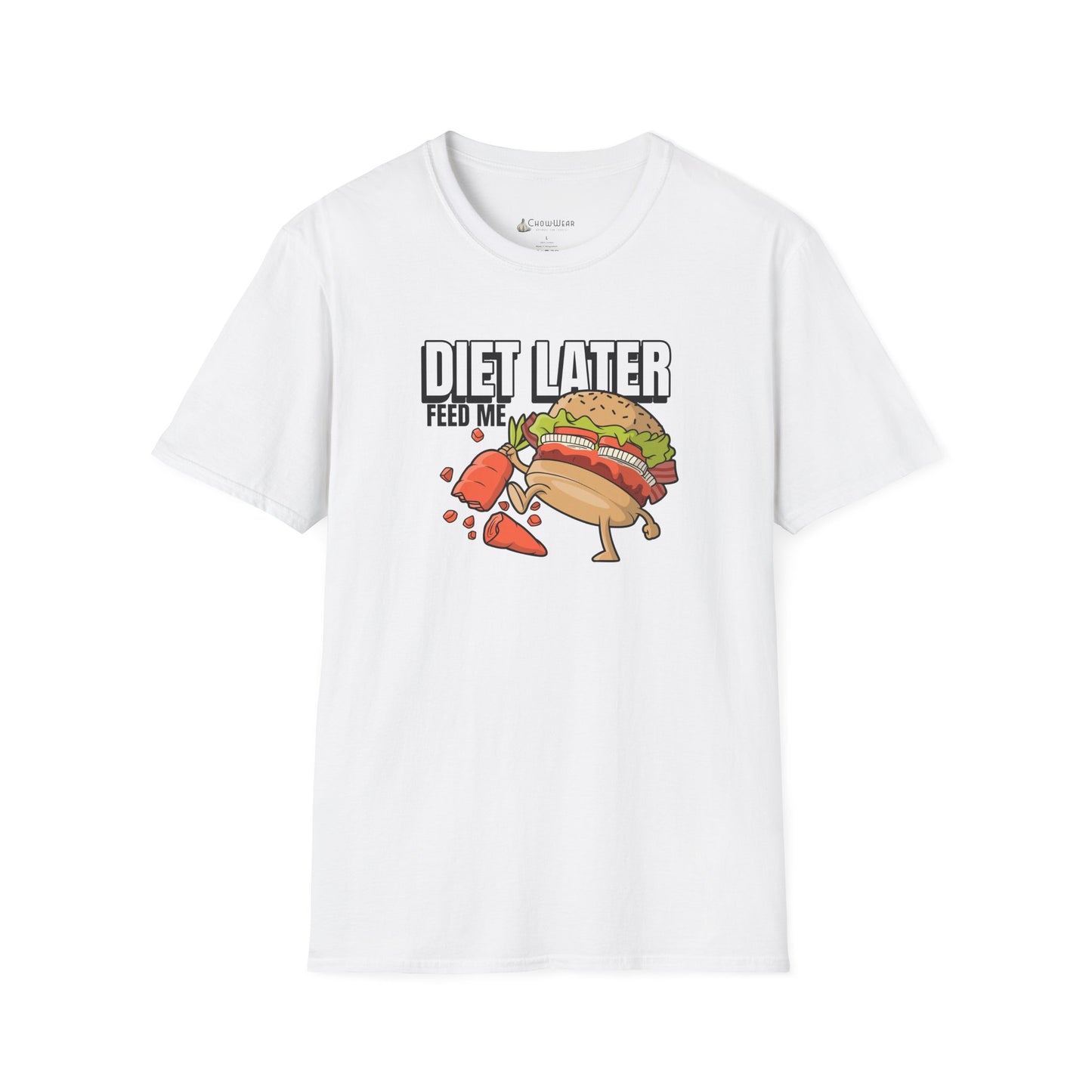 Diet Later Feed Me Burger T-Shirt — Funny Foodie Graphic Tee