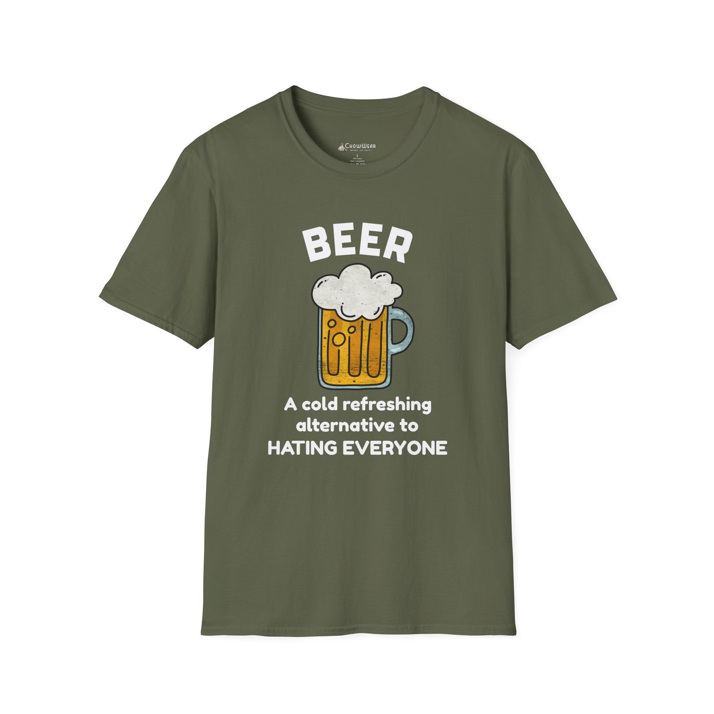 Beer T-Shirt — "Beer: A Cold Refreshing Alternative to Hating Everyone" Funny Tee