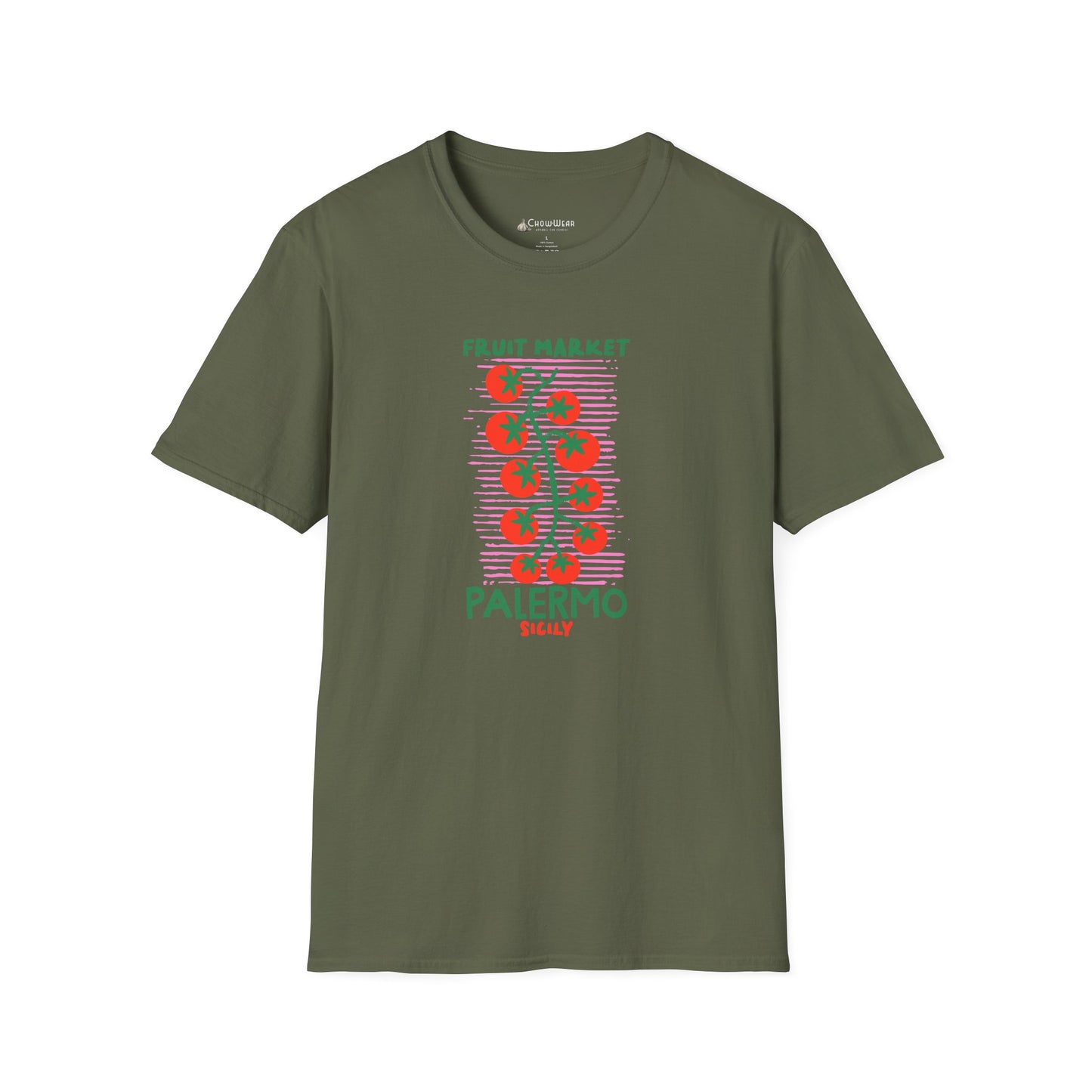 Tomato Vine Palermo Italy T‑Shirt — Fruit Market Travel Foodie Tee