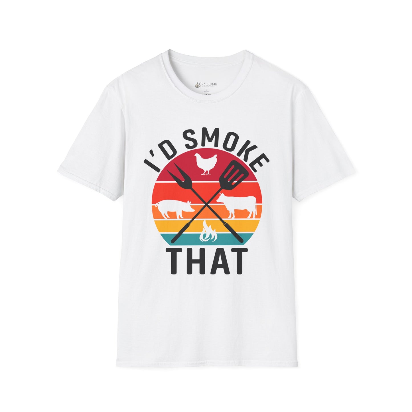I'd Smoke That BBQ T-Shirt — Vintage Sunset Grill Meat Smoking Shirt
