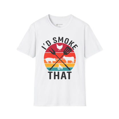 I'd Smoke That BBQ T-Shirt — Vintage Sunset Grill Meat Smoking Shirt